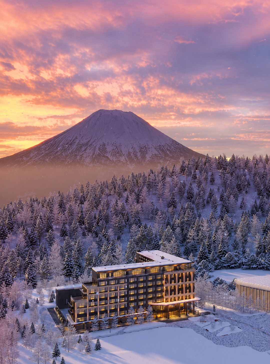 Hospedagem de luxo com vista para o Monte Yotei, em Niseko